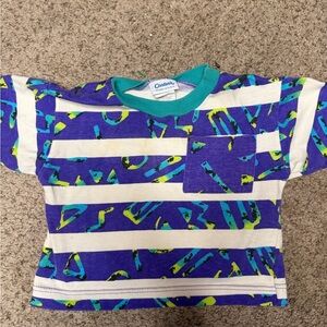 Vintage Carter's Kids Blue and Green Graphic Tee